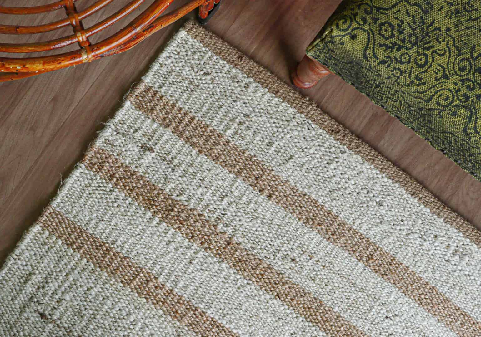 Indian Handwoven Hemp Rectangle Jute Rug White Large Area Rug With Beige Stripes Line Decorative Jute Rug Hemp For Dining Table Decor Rug Vintage Hemp Rug - Image 5