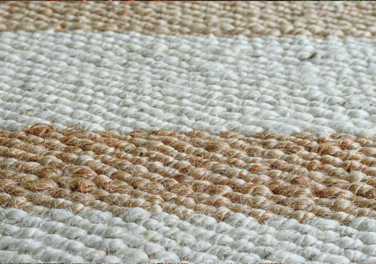 Indian Handwoven Hemp Rectangle Jute Rug White Large Area Rug With Beige Stripes Line Decorative Jute Rug Hemp For Dining Table Decor Rug Vintage Hemp Rug - Image 6