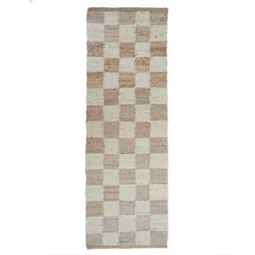 Indian Handwoven Hemp Rectangle Jute Rug Beige And White Box Pattern Boho Decor Hemp Area Rug Vintage Large Rug For Living Home Decorative Jute Hemp Rug  - Image 1