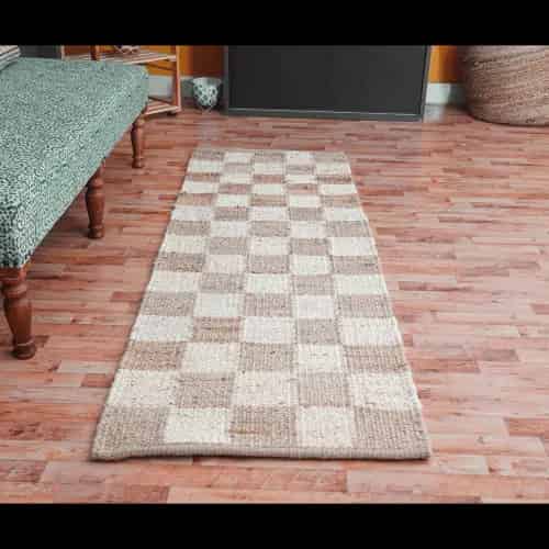 Indian Handwoven Hemp Rectangle Jute Rug Beige And White Box Pattern Boho Decor Hemp Area Rug Vintage Large Rug For Living Home Decorative Jute Hemp Rug  - Image 6