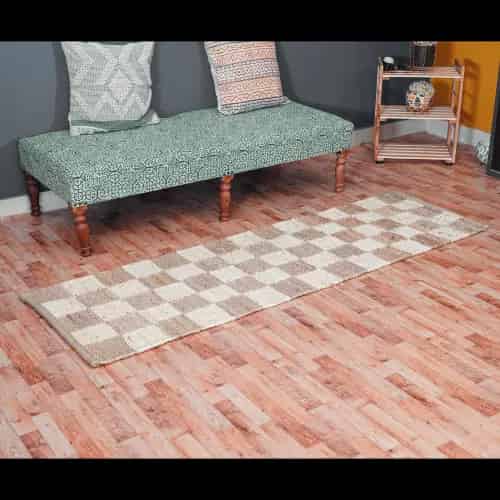 Indian Handwoven Hemp Rectangle Jute Rug Beige And White Box Pattern Boho Decor Hemp Area Rug Vintage Large Rug For Living Home Decorative Jute Hemp Rug  - Image 7