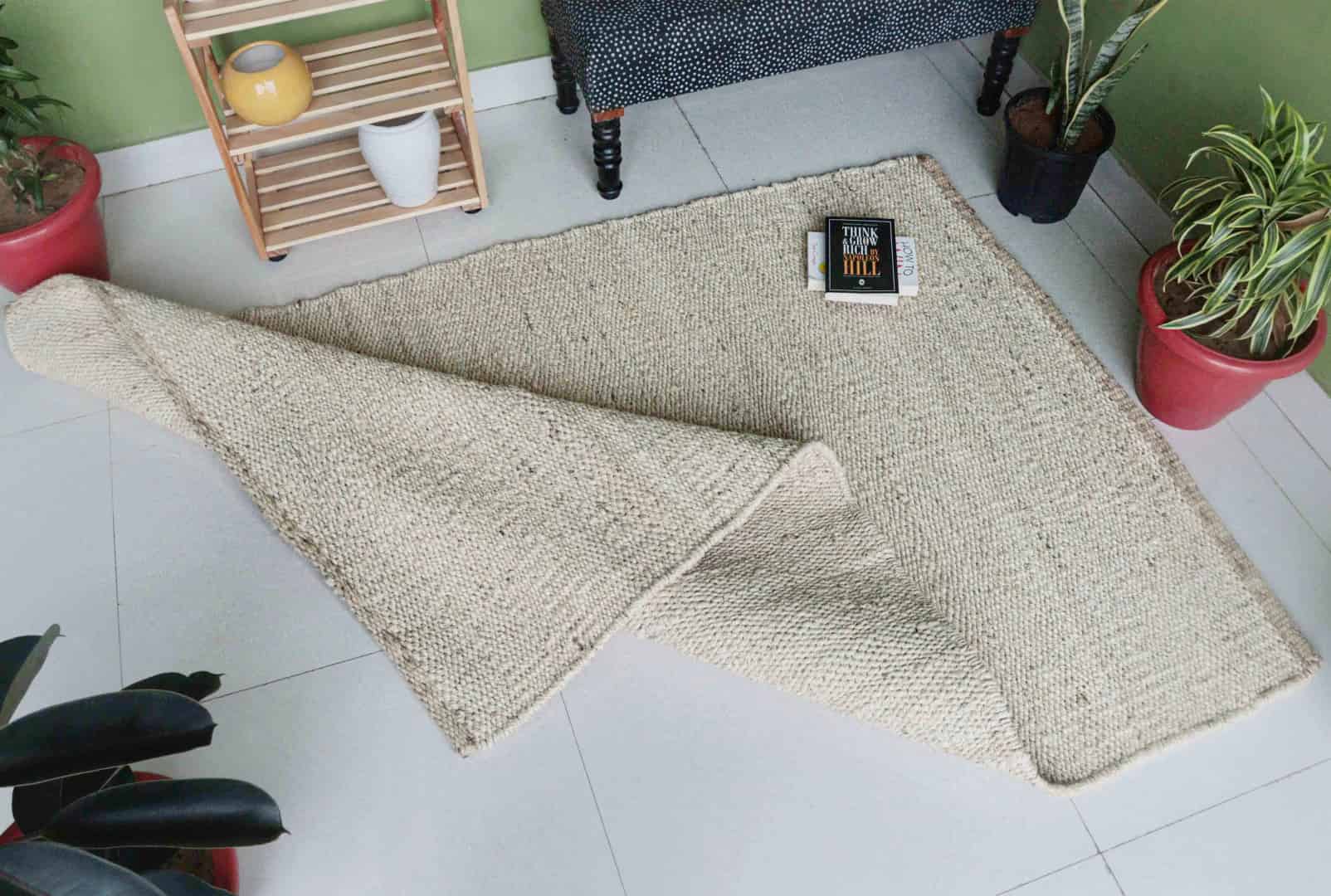 Off White Handmade Hemp Rug Boho Decor Hemp Jute Carpet Hallway Decor Hemp Jute Rectangle Hemp For Farmhouse Rug Vintage Hemp Jute Dhurrie Rug Living Home - Image 2