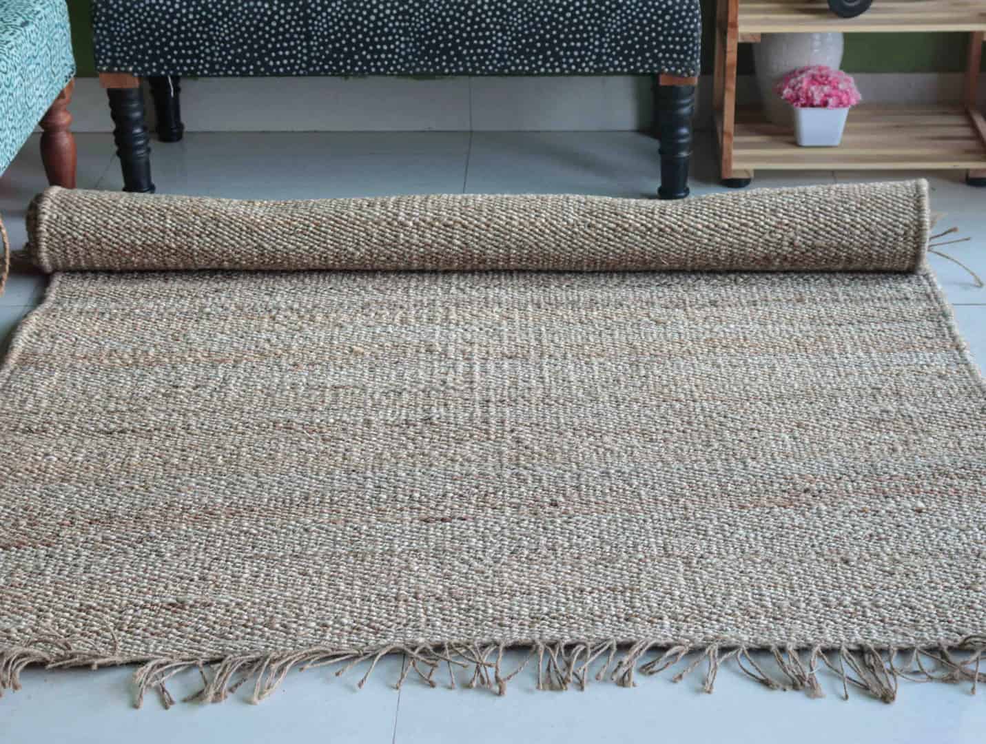 Natural Hemp Jute Rug Rectangle Shape Large Area Rug Beige Fringes Jute Rug Handwoven Hemp Dhurrie Rug Home Decor Rug Entryway Jute Rug Jute Dhurrie Rug  - Image 2