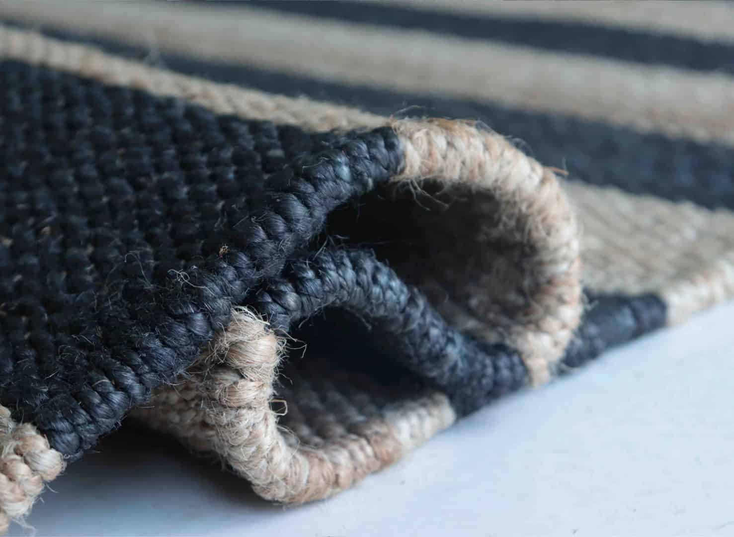 Eco Friendly Handwoven Natural Jute Hemp Rectangle Rug With Black Stripes Stair Decor Hemp Rug For Living Room Decor Boho Decor Hemp Rug Large Area Hemp Dhurrie Rug  - Image 6