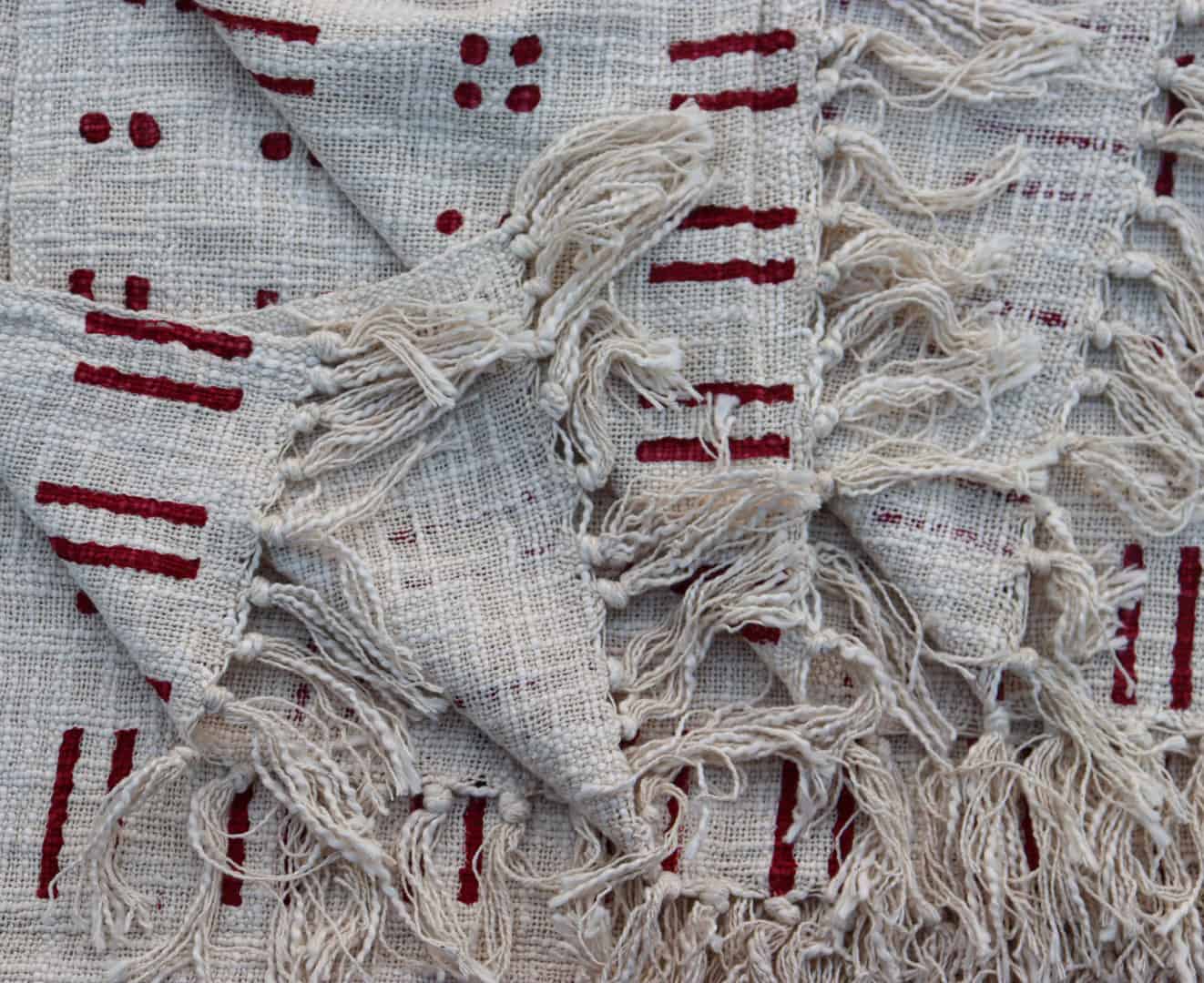 Handmade Rustic Throw Authentic African Style Decor For Home Hand Loom Blanket Boho Block Print Bed Throw Linen with Tassels For Living Decor Sofa Cover  - Image 5