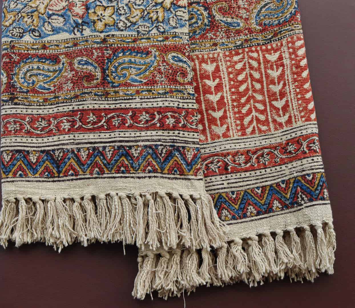 Handwoven Multicolor Soft Cotton Throw Blanket And White Fringes Blanket Hand Loomed Cloth Soft Cotton Blanket Printed Cotton Throw Blanket Vintage Textiles Blanket - Image 4