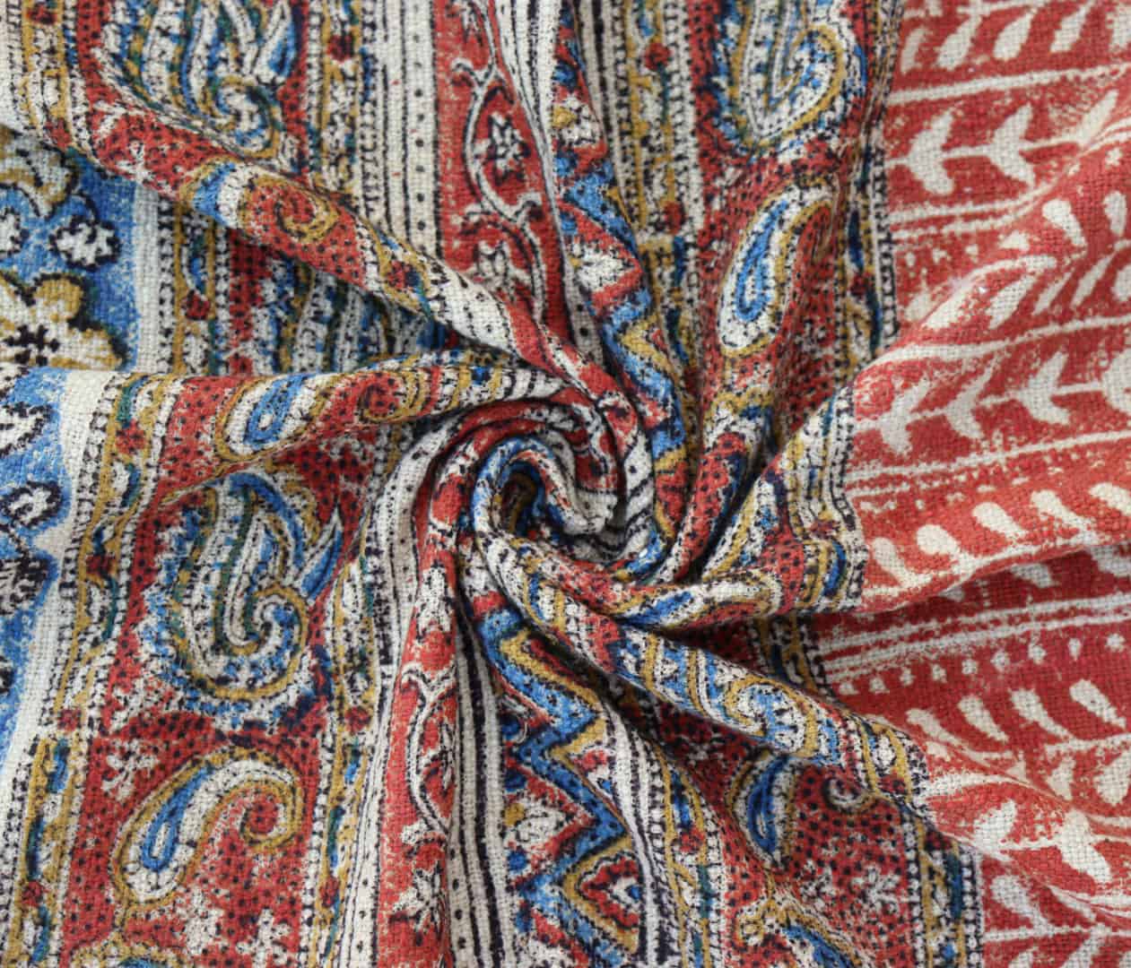 Handwoven Multicolor Soft Cotton Throw Blanket And White Fringes Blanket Hand Loomed Cloth Soft Cotton Blanket Printed Cotton Throw Blanket Vintage Textiles Blanket - Image 6