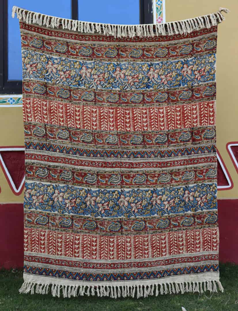 Handwoven Multicolor Soft Cotton Throw Blanket And White Fringes Blanket Hand Loomed Cloth Soft Cotton Blanket Printed Cotton Throw Blanket Vintage Textiles Blanket - Image 1