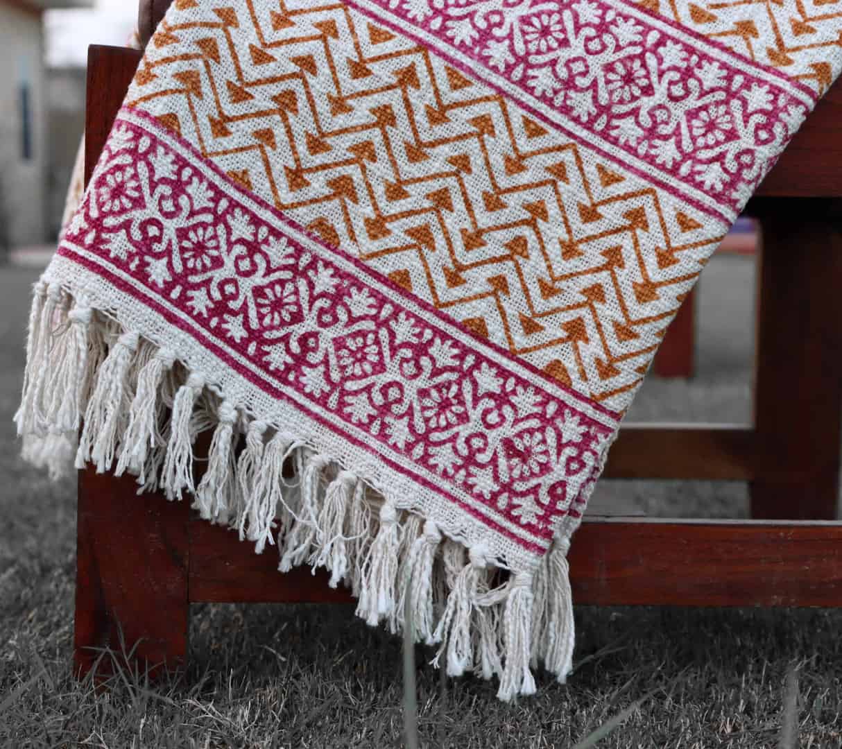 Indian Soft Cotton Throws Blankets for Sofas Hand Loom Hand Block Printed Bed Rectangle Boho Cotton Fringed Blanket Beach Throw For Living Bedroom Sofa Cover - Image 5