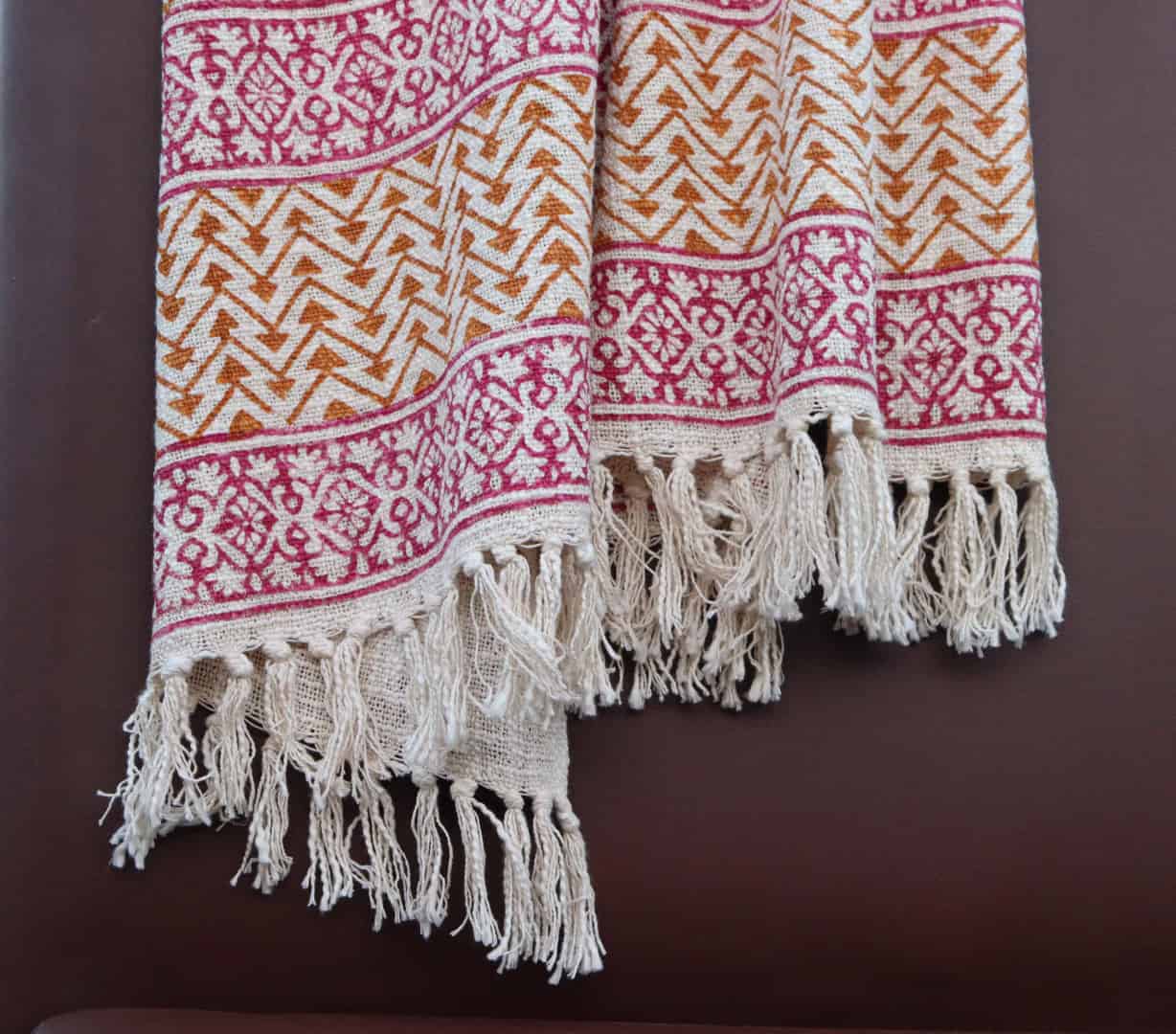 Indian Soft Cotton Throws Blankets for Sofas Hand Loom Hand Block Printed Bed Rectangle Boho Cotton Fringed Blanket Beach Throw For Living Bedroom Sofa Cover - Image 3