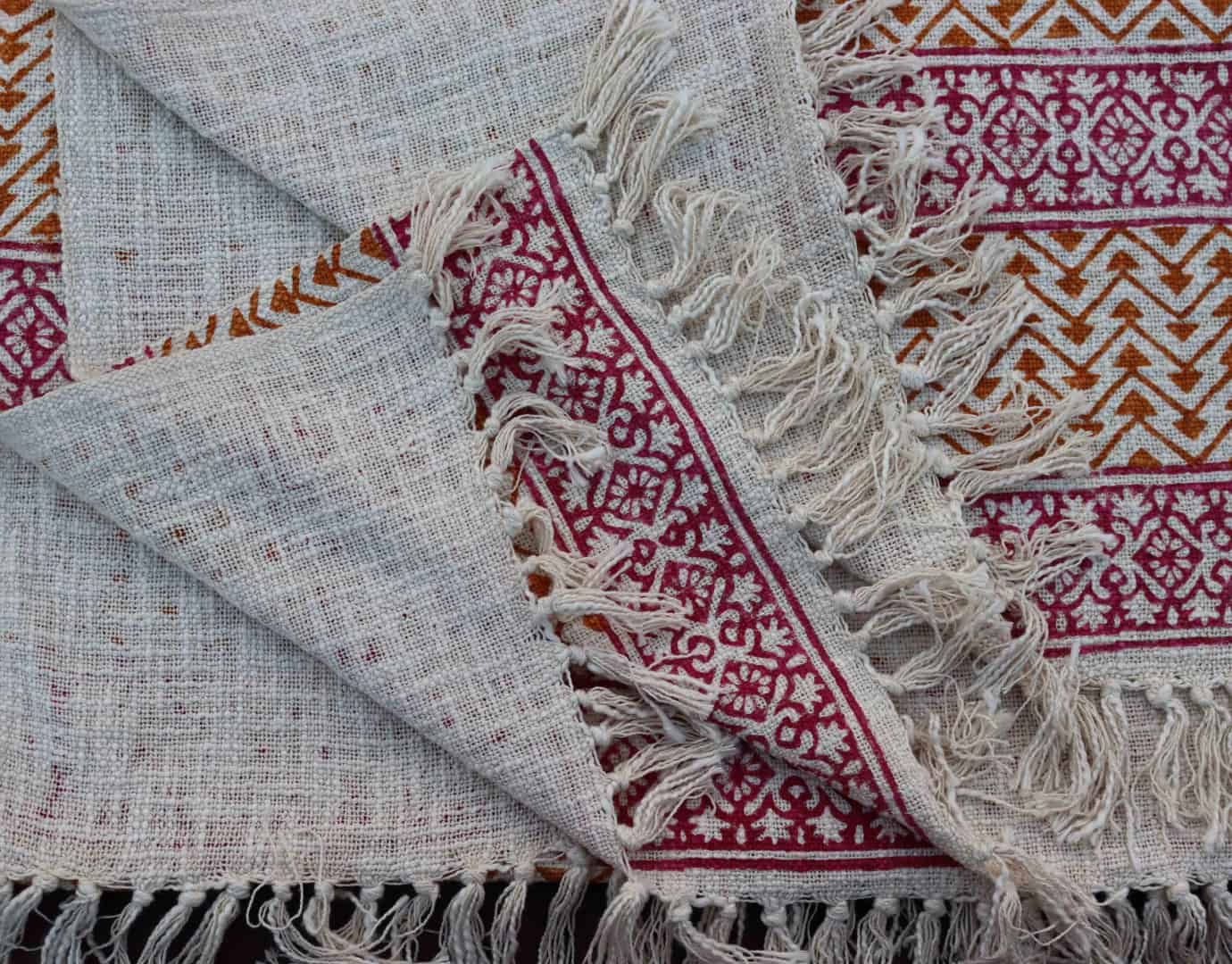 Indian Soft Cotton Throws Blankets for Sofas Hand Loom Hand Block Printed Bed Rectangle Boho Cotton Fringed Blanket Beach Throw For Living Bedroom Sofa Cover - Image 4