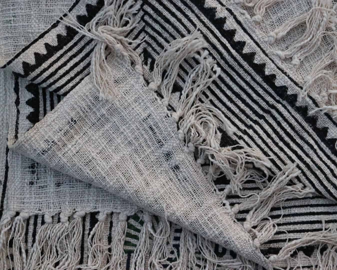 White Soft Cotton Throw Blanket With Black Design Throws And White Fringes Cotton Throw Blanket For Living Room Decor Sofa Cover Handloom Block Printed Throws - Image 5