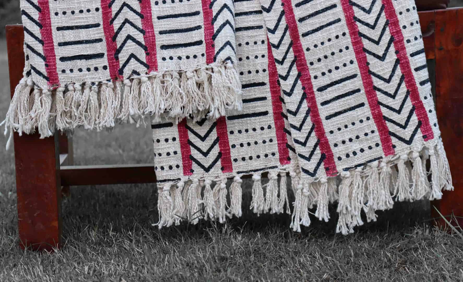Hand Loom Blanket Boho Block Print Bed Throw Linen with Tassels Bohemian Handmade Throw Blankets and Throws Hand Loomed Cloth Soft Cotton Blanket Boho Ethnic Beach Towel - Image 3