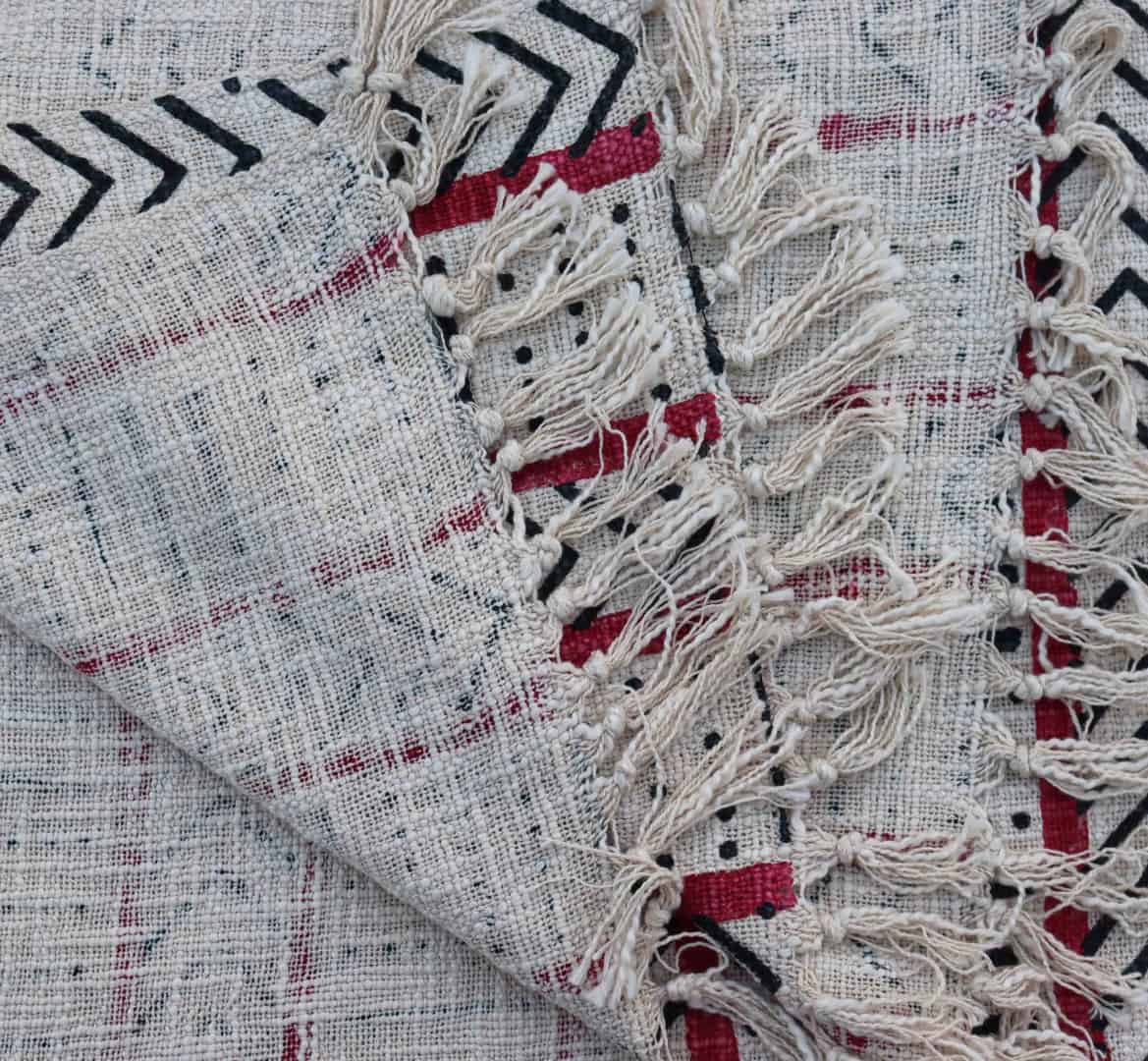Hand Loom Blanket Boho Block Print Bed Throw Linen with Tassels Bohemian Handmade Throw Blankets and Throws Hand Loomed Cloth Soft Cotton Blanket Boho Ethnic Beach Towel - Image 4