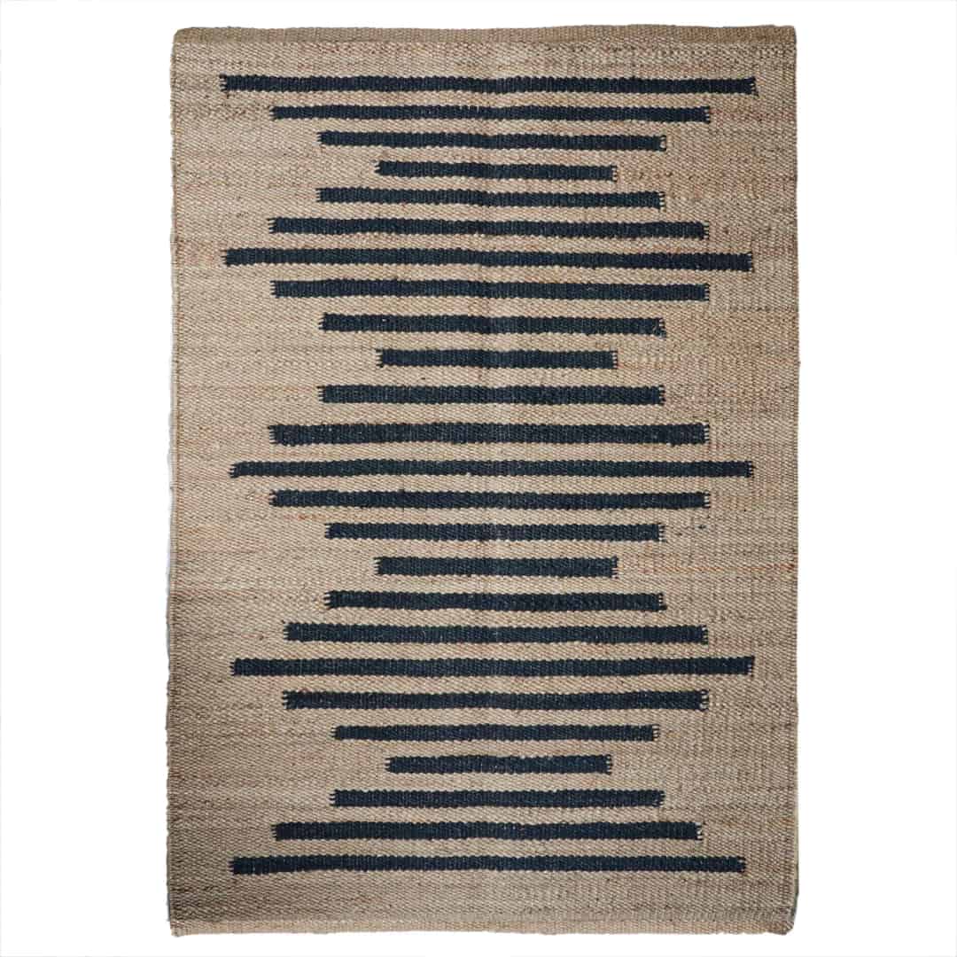 Natural Beige Hemp Rug With Black Stripe Design Hemp Rectangle Jute Rug Hemp For Stair Decor Table Decor Hemp Jute Rug Large Area Rug Moroccan Hemp Rug  - Image 1