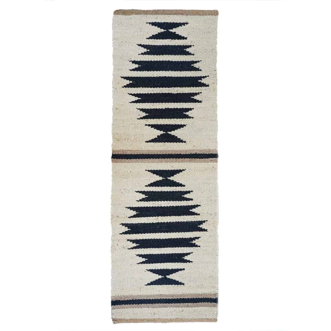 Off White Hemp Rug With Black Design Handwoven Hemp Large Area Jute Rug Hemp For Stair Decor Tufted Hemp Rug Natural Fiber Hemp Home Decor Jute Hemp Large Rug  - Image 2