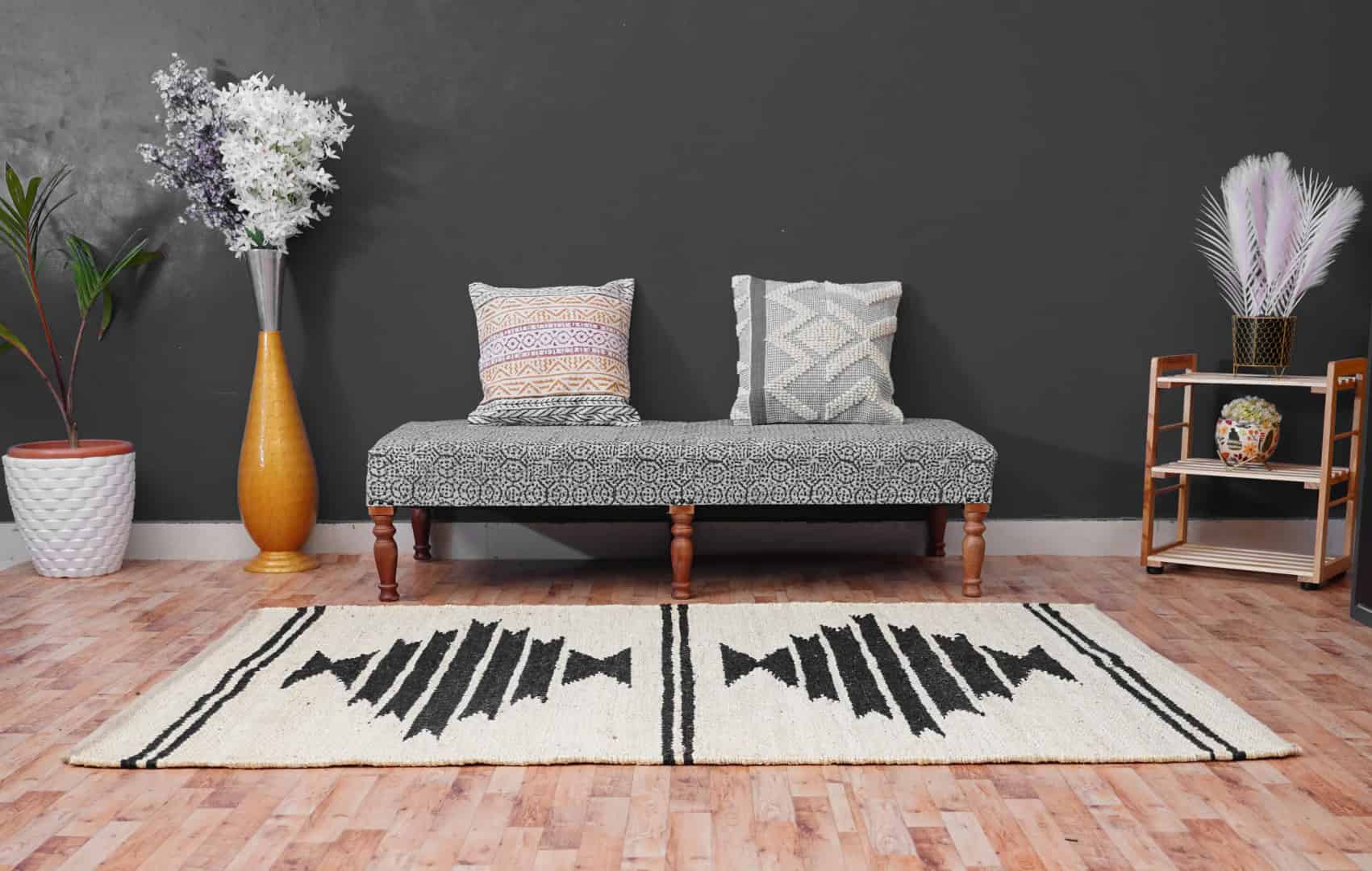 Off White Hemp Rug With Black Design Handwoven Hemp Large Area Jute Rug Hemp For Stair Decor Tufted Hemp Rug Natural Fiber Hemp Home Decor Jute Hemp Large Rug  - Image 3