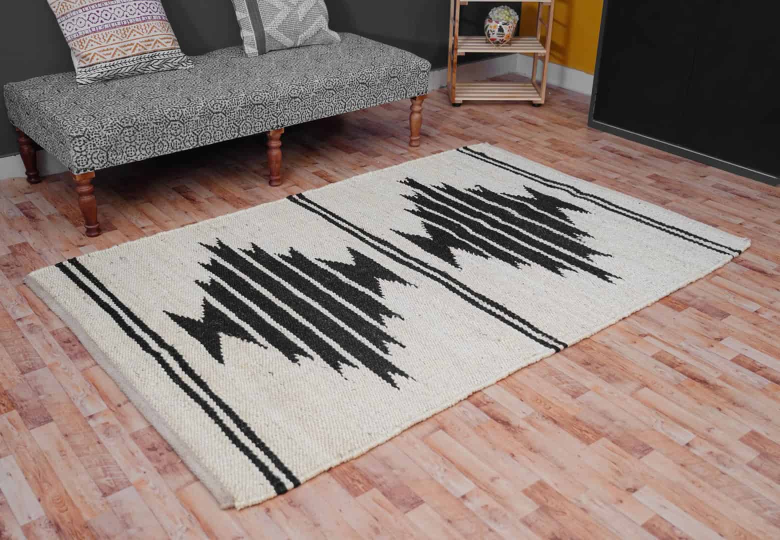 Off White Hemp Rug With Black Design Handwoven Hemp Large Area Jute Rug Hemp For Stair Decor Tufted Hemp Rug Natural Fiber Hemp Home Decor Jute Hemp Large Rug  - Image 6