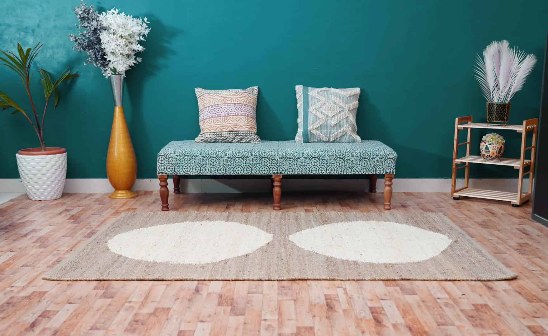 Hand Woven Beige Hemp With White Circle Pattern Hemp Rectangle For Hallway Decor Beautiful Hemp Rug For Living Room Area For Living Decor Home Rug  - Image 2