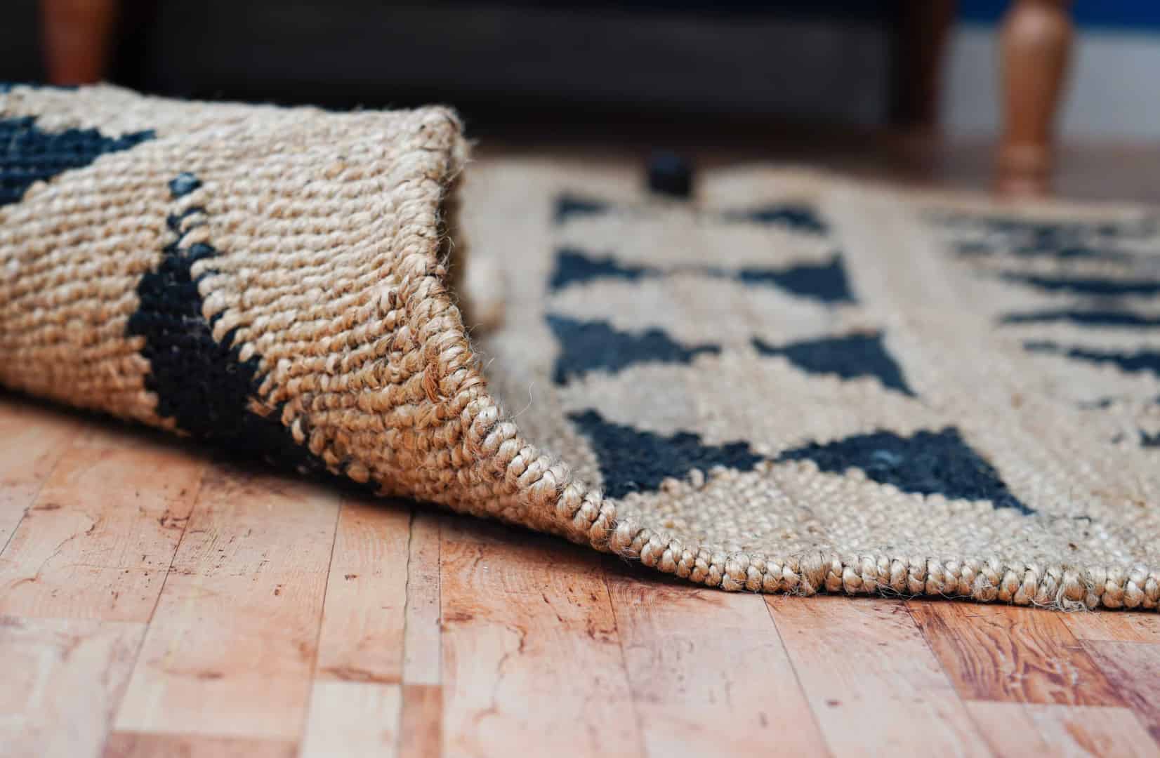 Handwoven Stair Natural Jute Hemp Rug With Black Damru Design Hemp Bedside Runner Rug Handloomed Yoga Hemp For Living Sofa Deco Rug Vintage Jute Rug  - Image 5