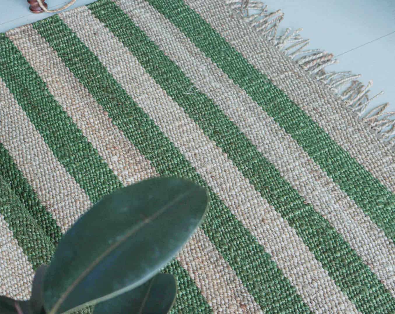 Handwoven Boho Decor Natural Hemp Jute Rug With Green Stripes Hemp Rug For Home and Living Interior Kitchen Decor Hemp Rug Vintage Jute Area Rug Eco Friendly Rug  - Image 8