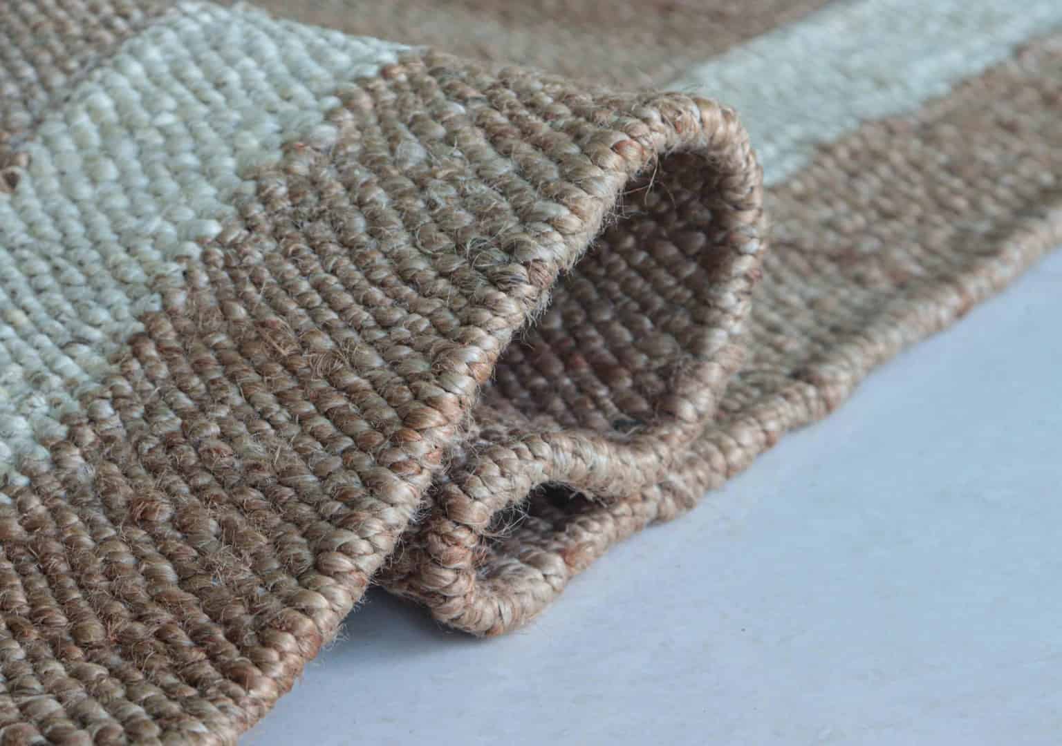 Indian Handmade Beige Jute Hemp Rug With White Color Border Boho Decor Hemp Jute Carpet Hallway Decor Hemp Jute Rug Vintage Jute Large Area Rug Boho Decor Rug - Image 2