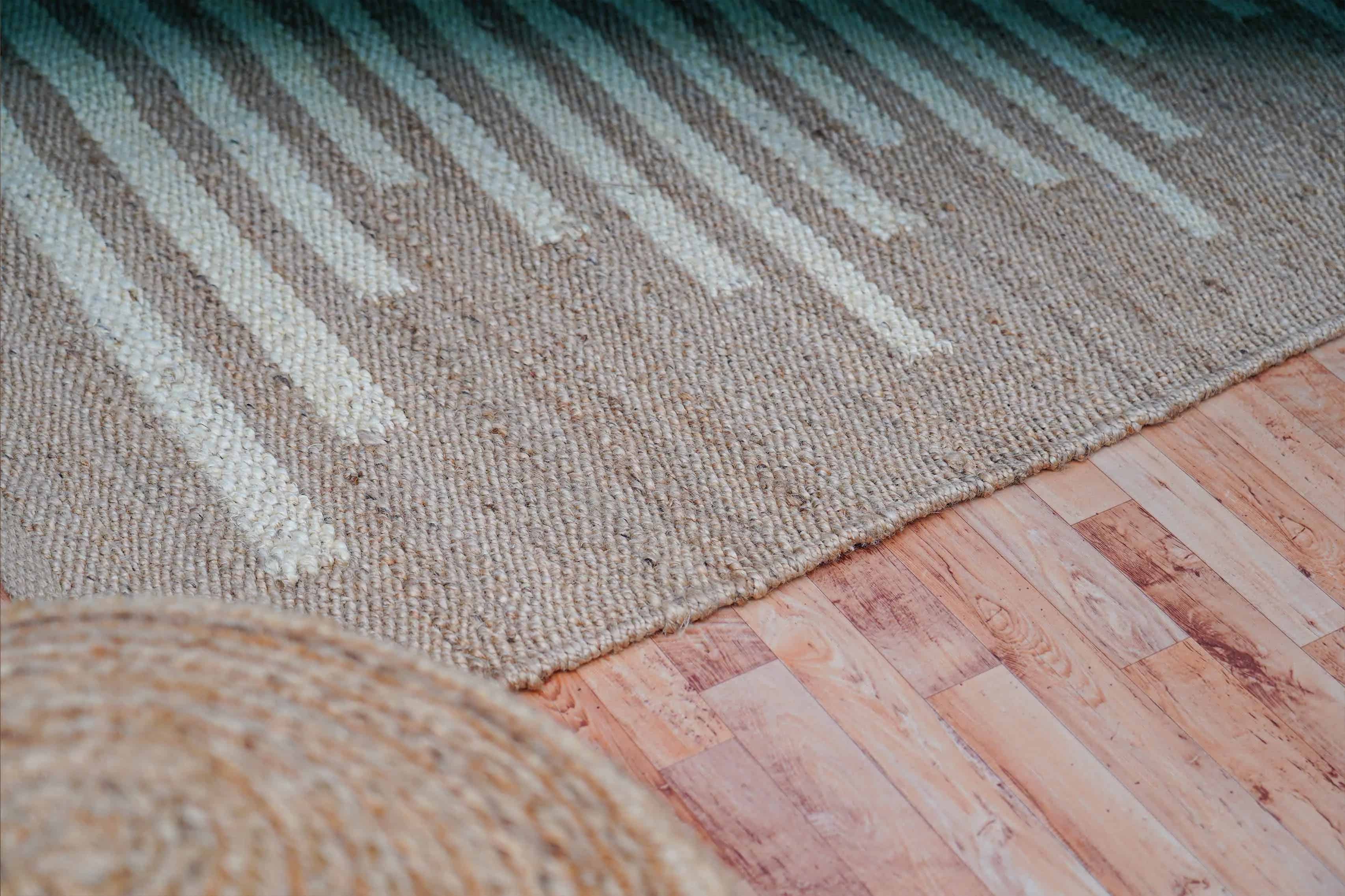 Handwoven Beige Hemp Rug With White Stripe Design Jute Hemp Rectangle Hemp Rug For Stair Decor Tufted Hemp Rug Natural Fiber Hemp For Living Decor Home Rug  - Image 6
