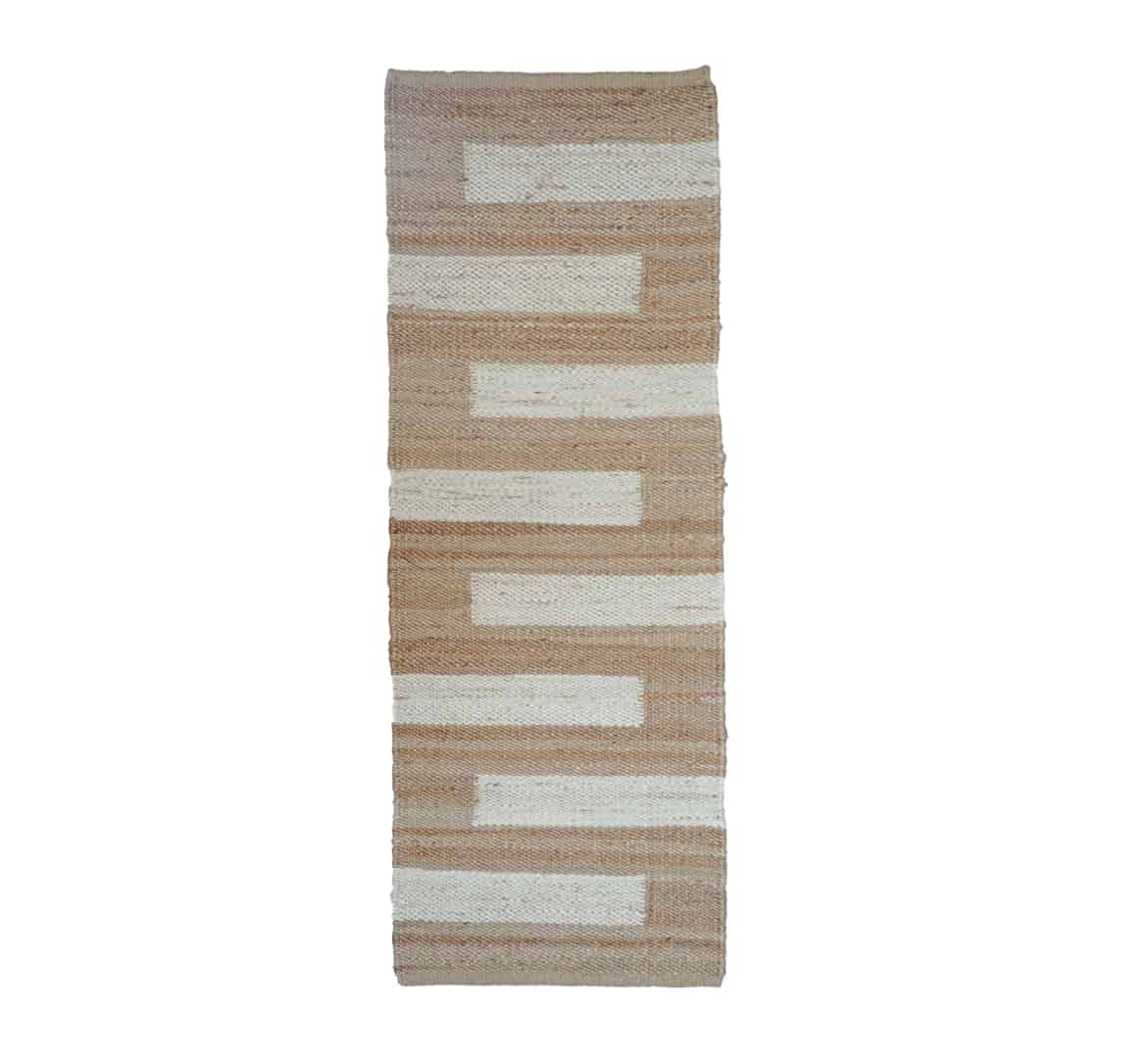 Handwoven Beige Stair Hemp Rug With White Stripes Line Bedside Runner Rug Handloomed Yoga Hemp Rug Decorative Jute Rug For Living Rug Large Area Hemp Jute Rug  - Image 4