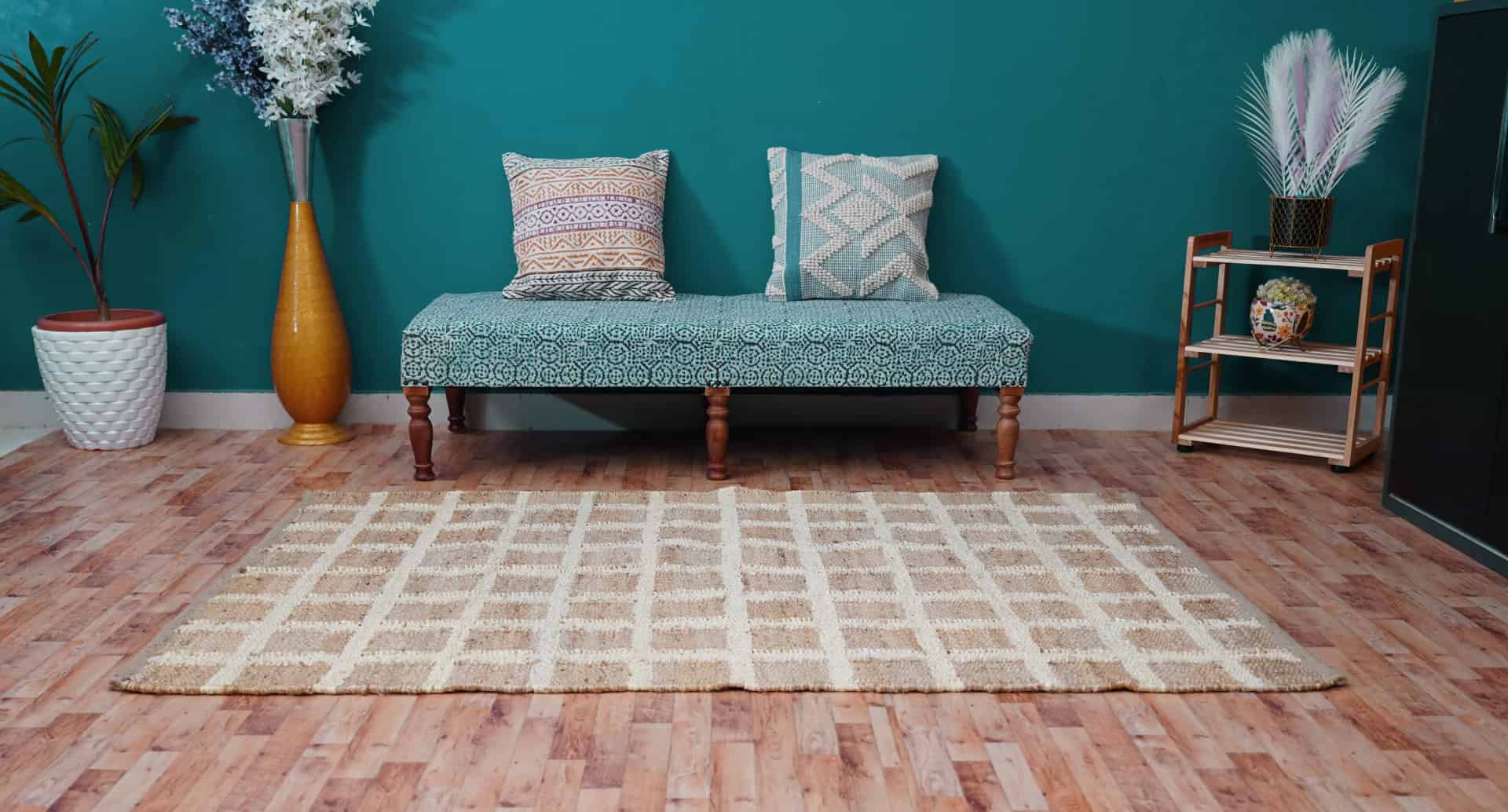 Natural Jute Hemp Rectangle Doormat Runner Rug With White Boxes Jute Hemp Runner Hemp For Stair Decor Tufted Hemp Rug Natural Fiber Hemp Home Decor Jute Area Rug  - Image 5