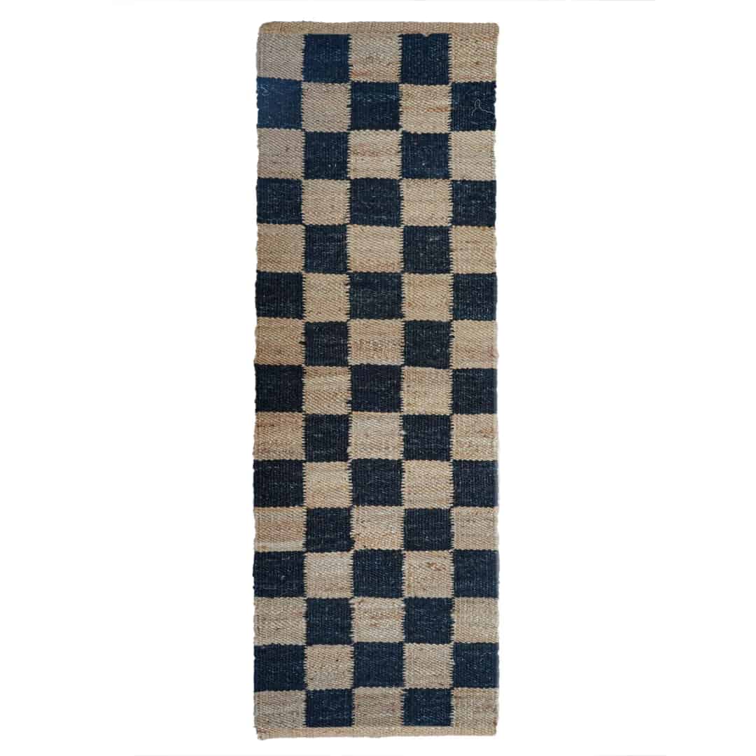 Indian Handmade Black And Beige Boxes Design Handwoven Hemp Stair Runner Rug for Hallway Extremely Long Runner Rug Large Area Jute Dhurrie Rug Vintage Jute Rug  - Image 5