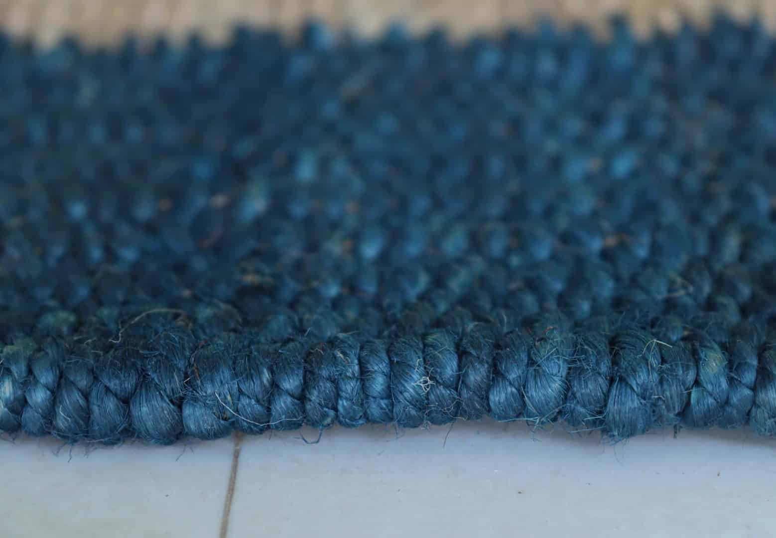 Indian Handmade Beige Hemp Rectangle Jute Rug With Blue Border Jute Rug Tufted Hemp Rug Moroccan Hemp Jute Rug Natural Fiber Hemp For Living Home Decorative Dhurrie Rug  - Image 9