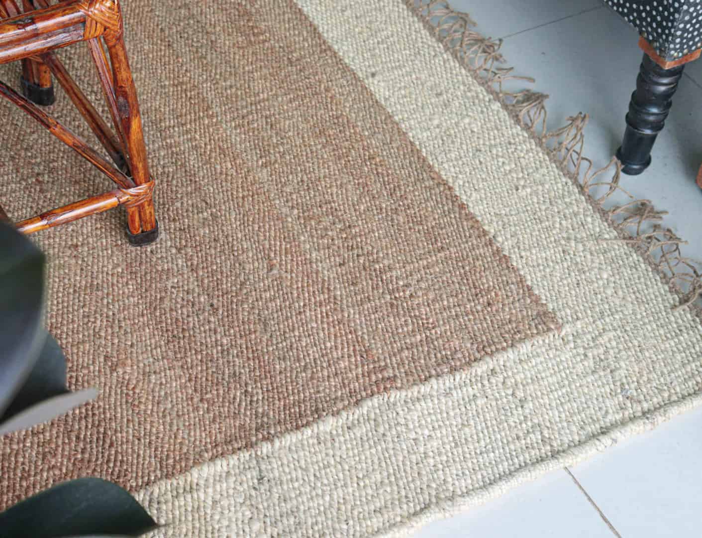 Handmade Natural Jute Hemp Rug With Off White Border Stair Decor Hemp Hand Loomed Handwoven Rugs Throw Carpet Home Decor Hemp Rug Fringes Jute Rug For Living Room - Image 6