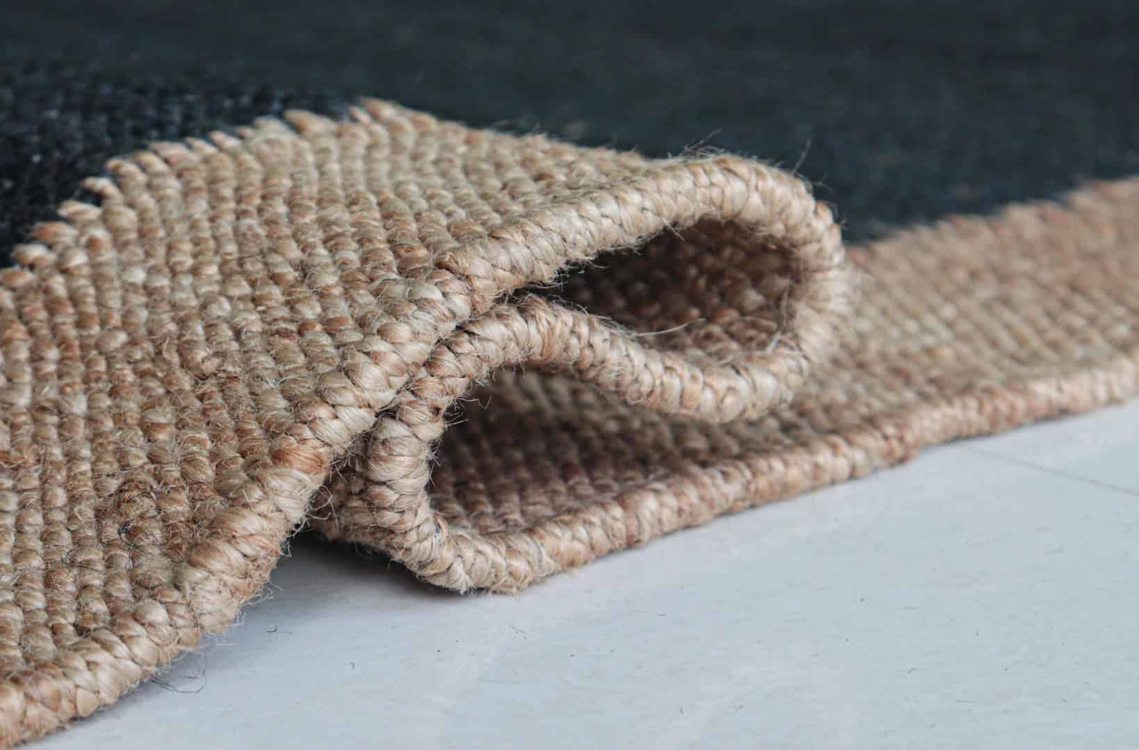 Black Rectangle Hemp Jute Rug Handwoven Large Area Rug Vintage Large Dhurrie Rug Natural Fringes Jute Rug Beige Border Jute Rug For Living Home Decorative Jute Rug   - Image 8