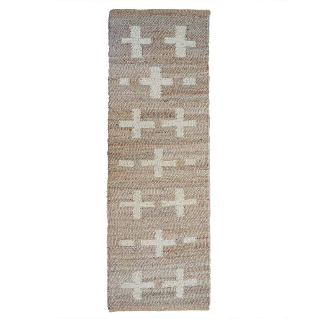 Hand Loomed Natural Jute Hemp Rug With White Plus Design Rug Handwoven Hemp Jute Rug for Eco-Friendly Home Decor Rug Table Hemp Runner Jute Rug Moroccan Rug  - Image 6