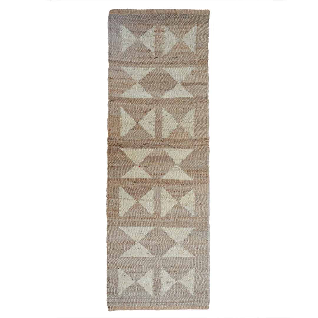 Natural Hemp Rectangle Doormat Runner Rug With White Design Hemp For Stair Decor Tufted Hemp Rug Moroccan Hemp Runner Rug Entryway Large Dhurrie Rug Traditional Jute Rug - Image 2
