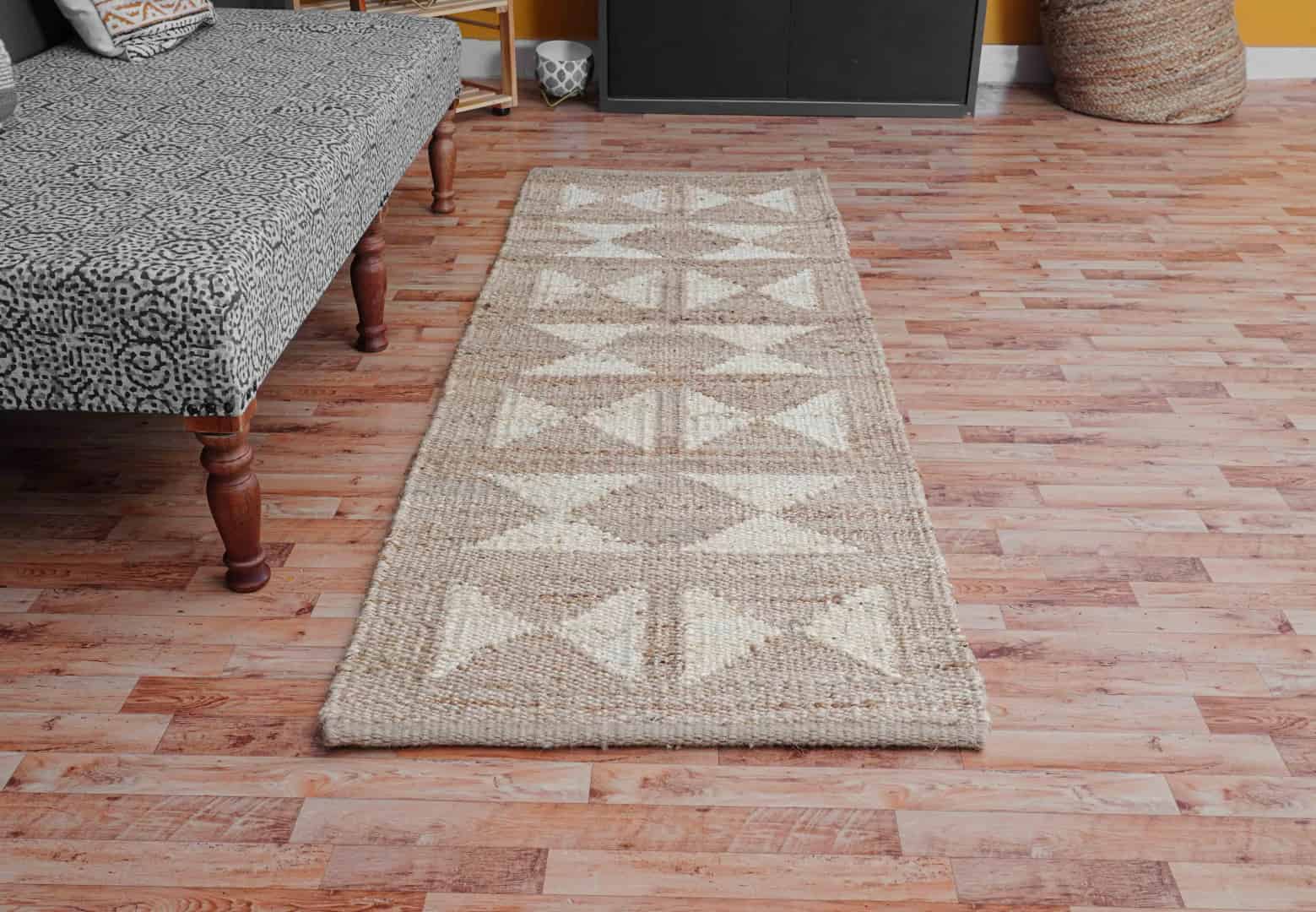 Natural Hemp Rectangle Doormat Runner Rug With White Design Hemp For Stair Decor Tufted Hemp Rug Moroccan Hemp Runner Rug Entryway Large Dhurrie Rug Traditional Jute Rug - Image 4