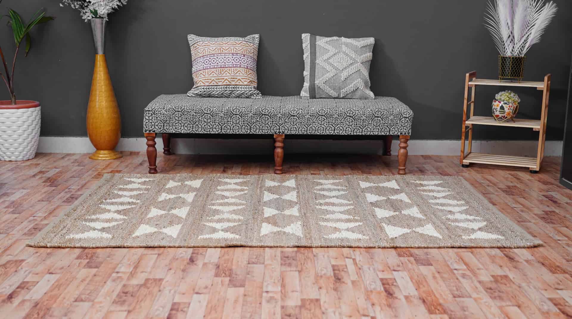 Natural Hemp Rectangle Doormat Runner Rug With White Design Hemp For Stair Decor Tufted Hemp Rug Moroccan Hemp Runner Rug Entryway Large Dhurrie Rug Traditional Jute Rug - Image 5