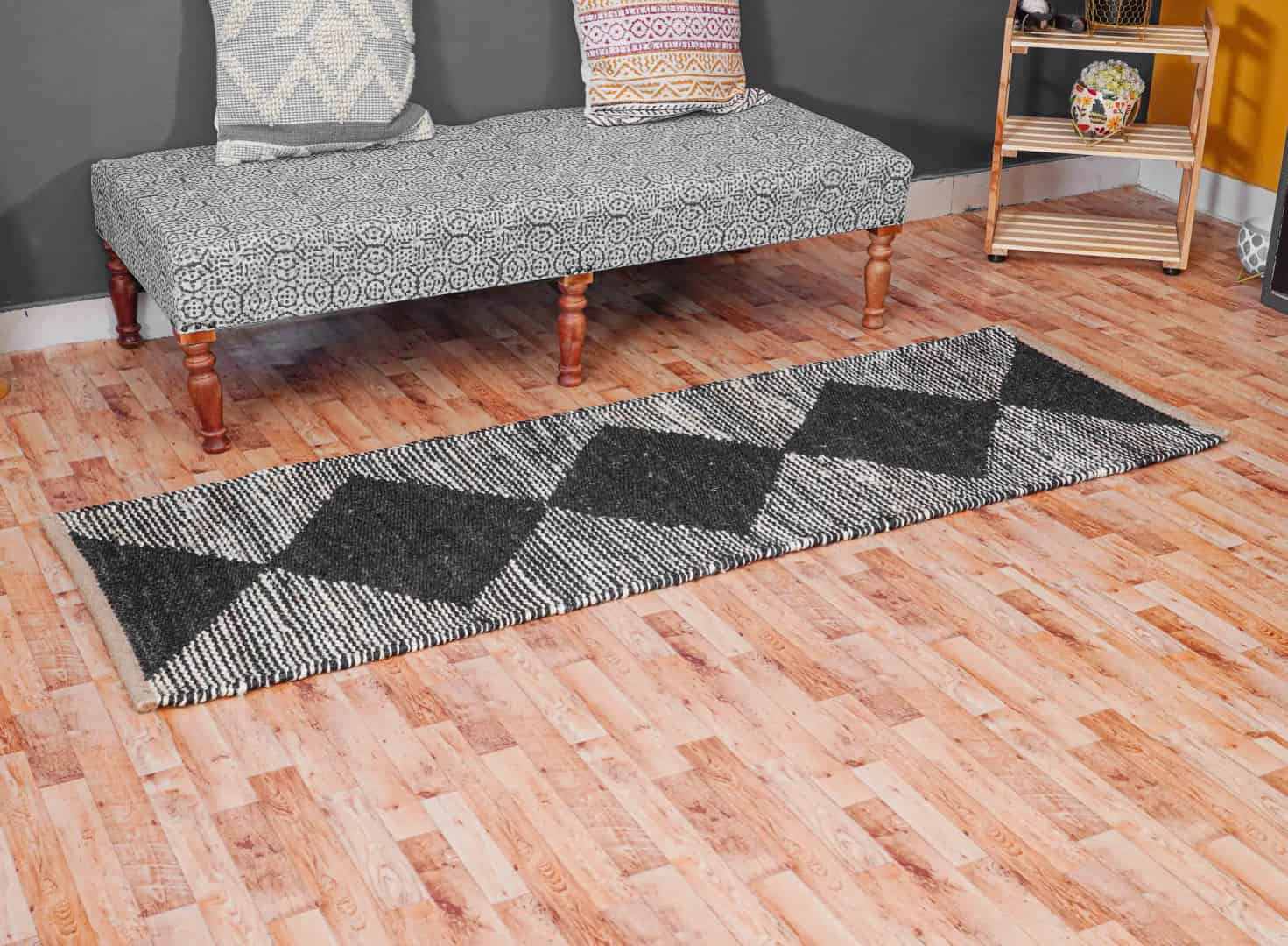 Hand Woven Black And White Hemp Jute Rug Rectangle Doormat Hemp Runner For Hallway Decor Hemp Runner Hemp Rug For Living Room Area Rug Vintage Large Decor Rug  - Image 6