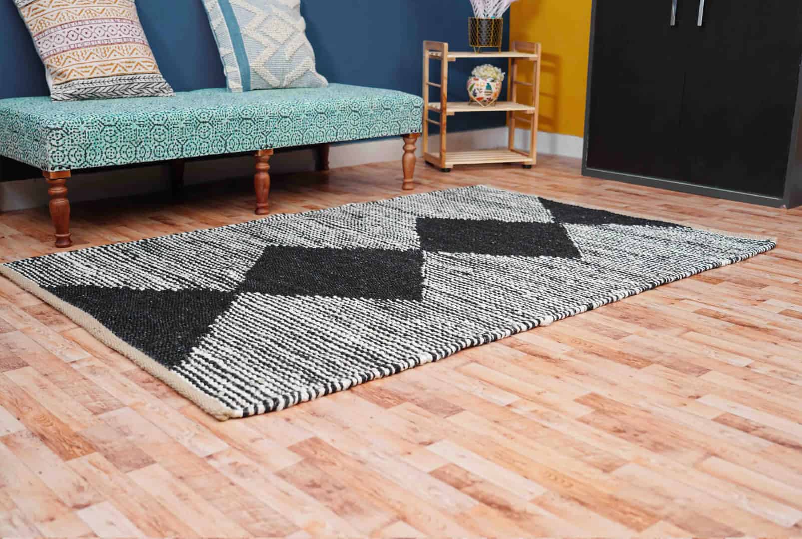 Hand Woven Black And White Hemp Jute Rug Rectangle Doormat Hemp Runner For Hallway Decor Hemp Runner Hemp Rug For Living Room Area Rug Vintage Large Decor Rug  - Image 5