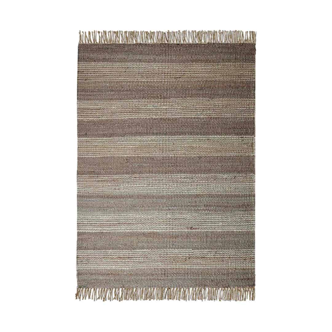 Indian Handwoven Hemp Large Area Decor Rug Natural Hemp With White Stiped Line Rug Fringes Jute Rug Vintage Decor Rug Living Room Rug Traditional Jute Rug  - Image 1