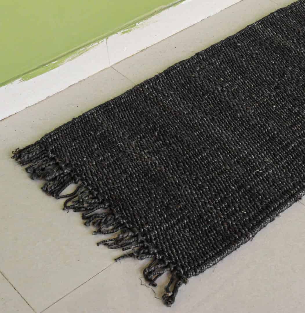 Hand Loom Black Color Hemp Jute Runner Rug Handmade Jute Rug Yoga Mat Throw Carpet Hand Loomed Decorative Rug Doormat Bed Side Runner Vintage Area Runner Jute Rug  - Image 2