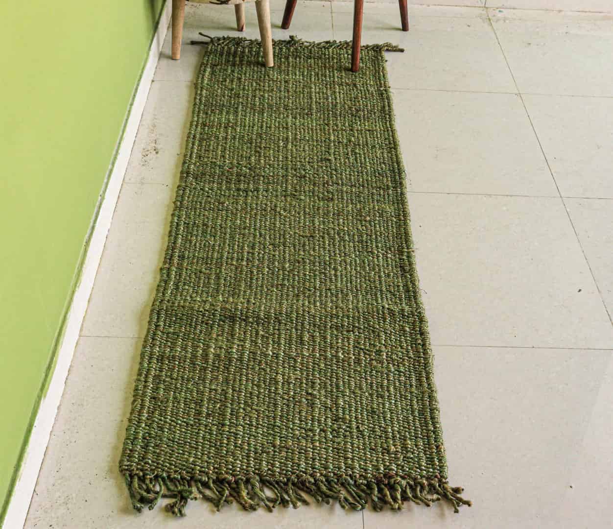 Green Color Hemp Jute Runner Indian Hemp Jute Rug Hemp Runner for Living Room Bohemian Hemp Runner Rug Turkish Hemp for Porch Area Decorative Home Kitchen Large Rug  - Image 5