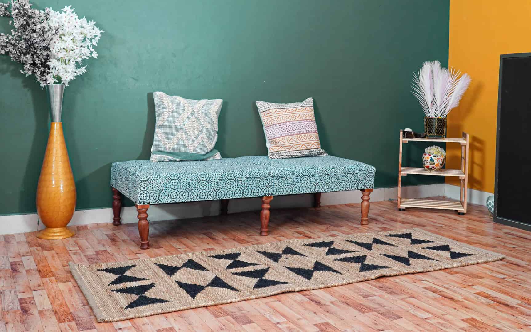 Handwoven Stair Natural Jute Hemp Rug With Black Design Bedside Runner Rug Hand Loomed Yoga Hemp Bohemian Jute Area Rug Large Area Runner Decor Rug For Living Home Rug  - Image 3