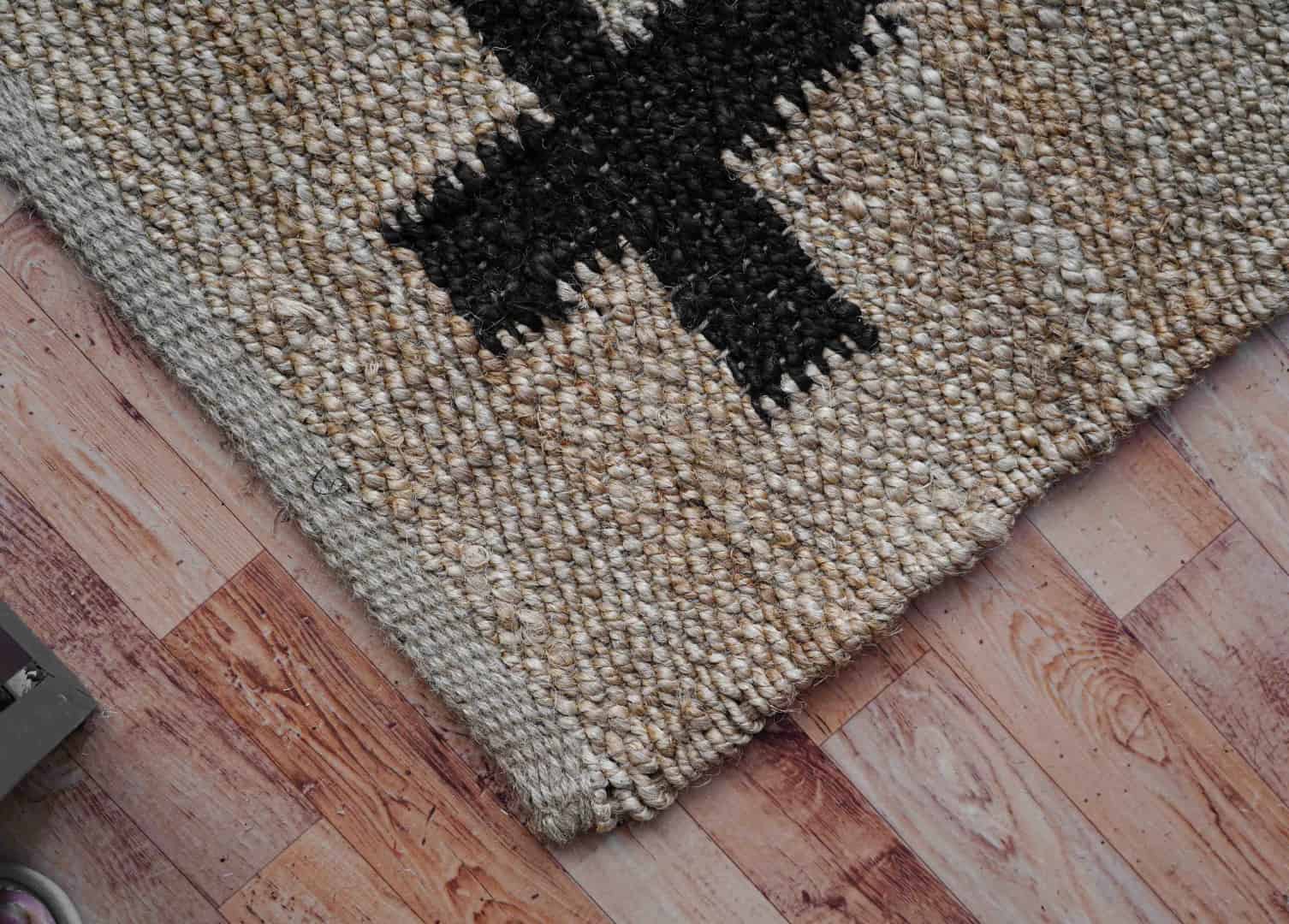 Indian Handmade natural Hemp Runner Jute Rug With Black Plus Design Jute Rug Vintage Large Dhurrie Rug Living Home Decorative Jute Rug Floor Jute Area Rug Hemp Runner Rug  - Image 5