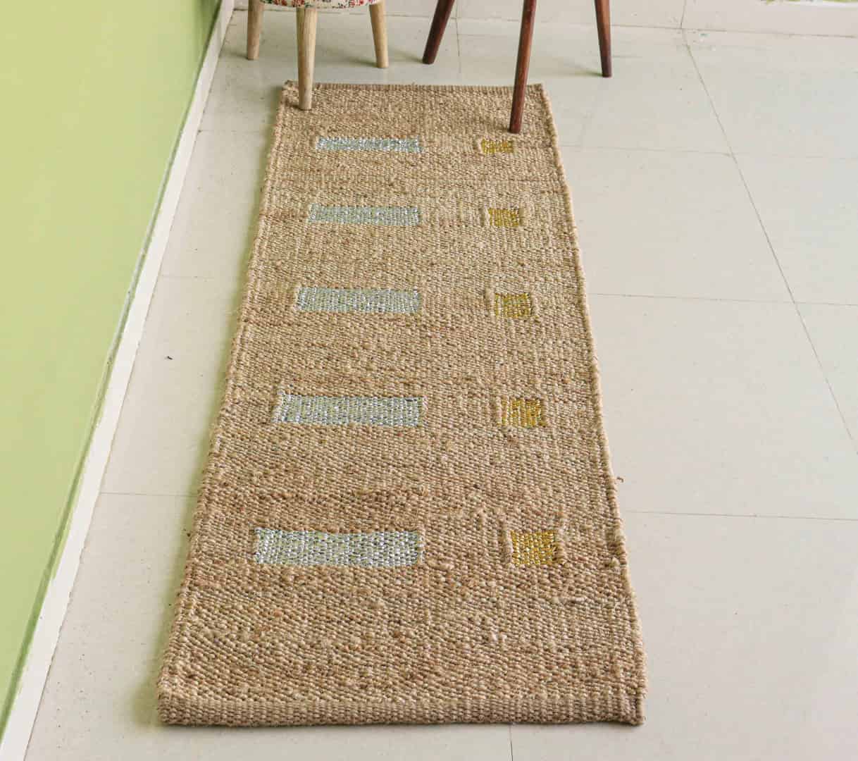 Indian Handwoven Multicolor Hemp Runner Jute Rug Large Area Jute Rug Vintage Jute Rug Living Home Area Rug Decorative Hemp Rug Entryway Jute Runner Rug Boho Decor Rug - Image 1