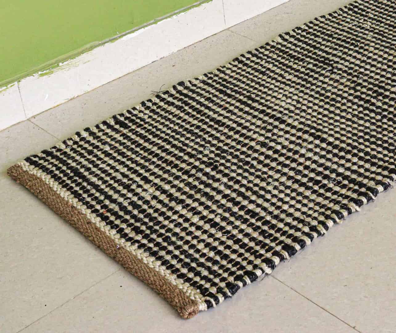 Handwoven White And Black Hemp Jute Runner Rug Vintage Jute Area Rug For Living Home Decor Rug Large Area Hemp Runner Rug Entryway Jute Dhurrie Rug Decorative Area Rug - Image 2