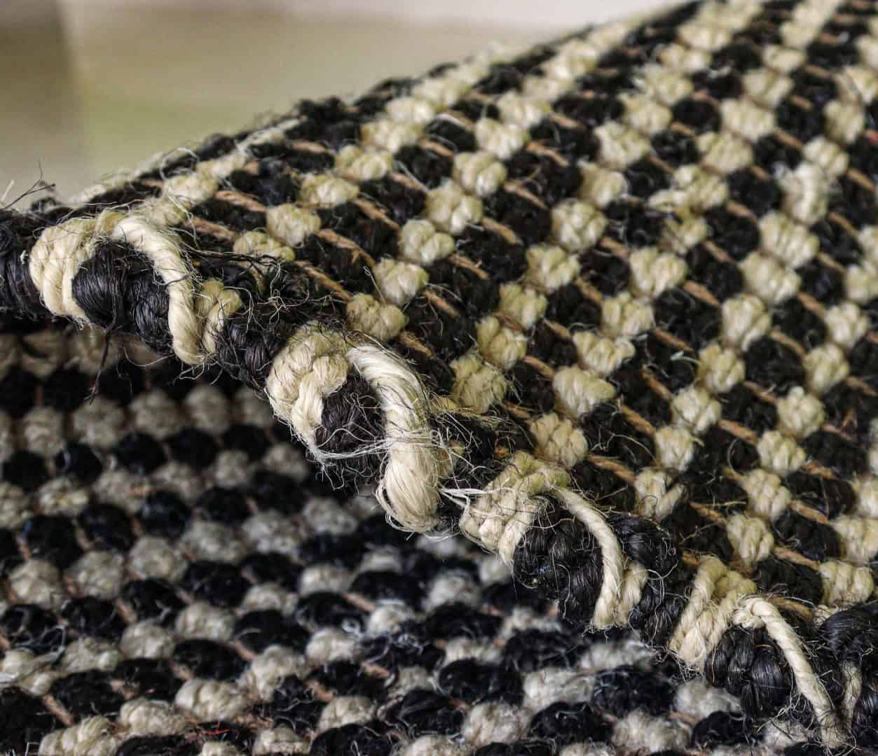 Handwoven White And Black Hemp Jute Runner Rug Vintage Jute Area Rug For Living Home Decor Rug Large Area Hemp Runner Rug Entryway Jute Dhurrie Rug Decorative Area Rug - Image 7