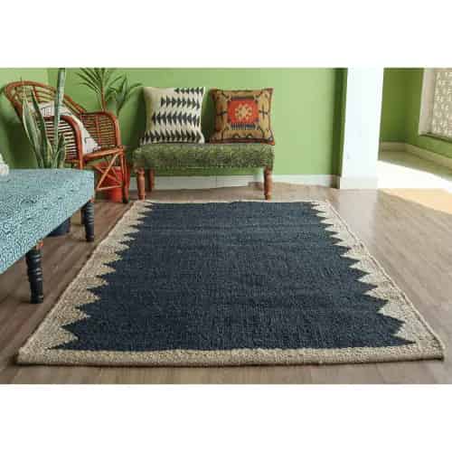 Vintage Hemp Jute Rug For Living Room Decor Rug Hand Weaving Black Color With Rectangle Shape Decorating Runner Interier Style making Runner Lagre Area Runner Rug  - Image 1