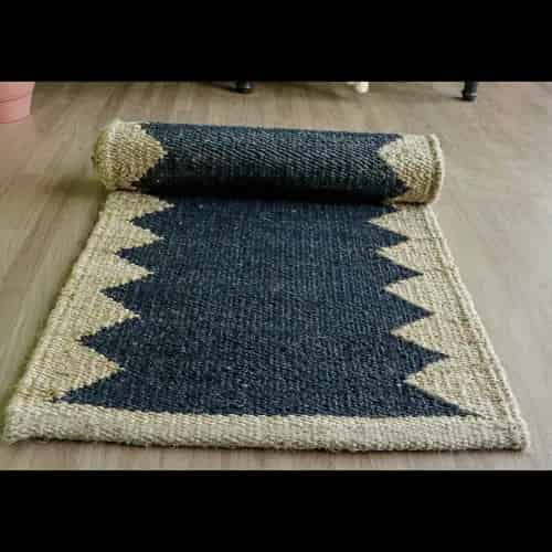 Vintage Hemp Jute Rug For Living Room Decor Rug Hand Weaving Black Color With Rectangle Shape Decorating Runner Interier Style making Runner Lagre Area Runner Rug  - Image 2
