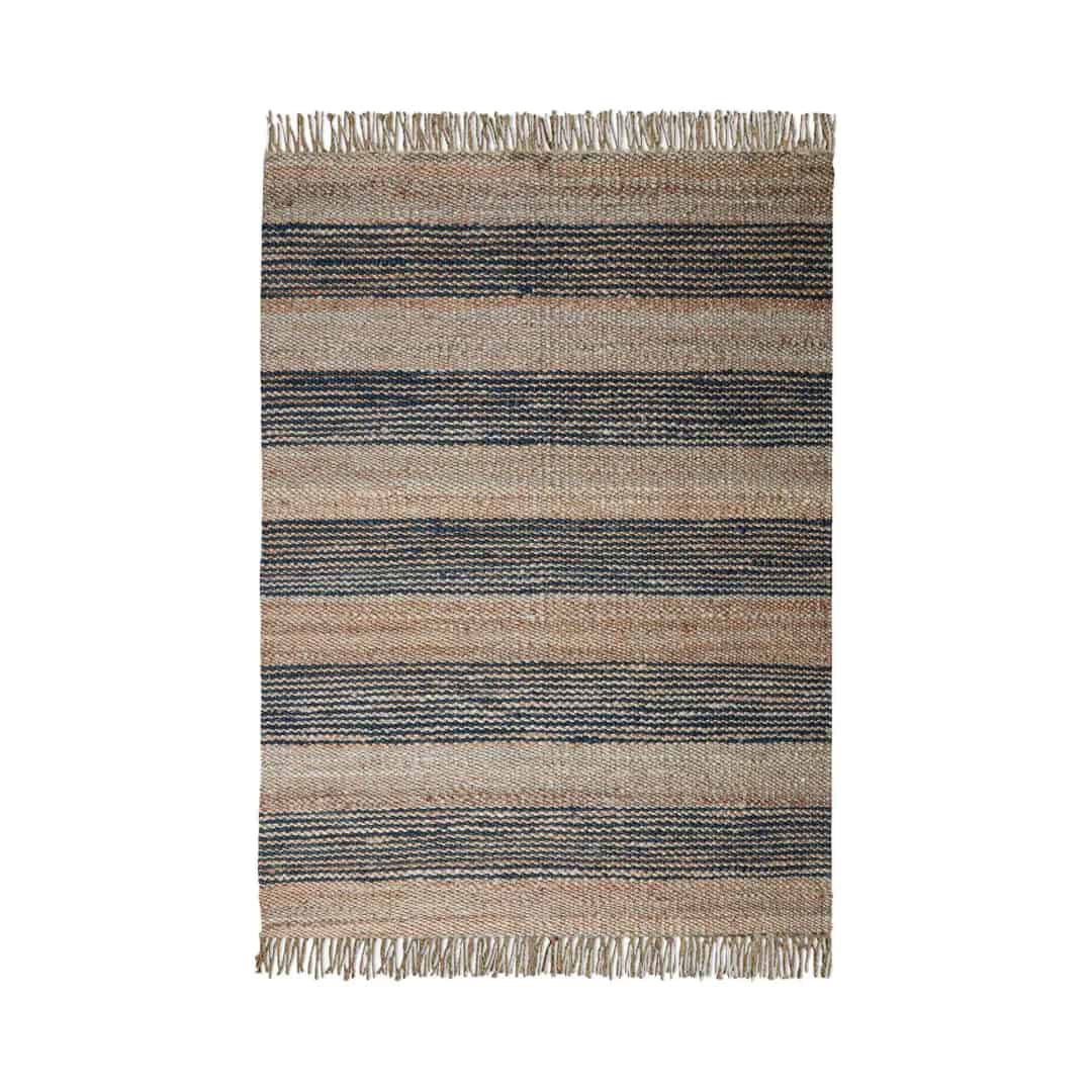 Hand Weaving Beige And Blue Color Rectangle Rug Vintage Hemp Jute Rug For Living Room And Home Decor Rug  - Image 1